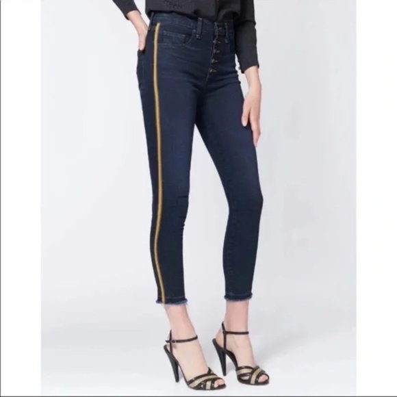 Veronica Beard Pants - Veronica Beard Debbie 10” Skinny Side Tuxedo Stripe Jeans